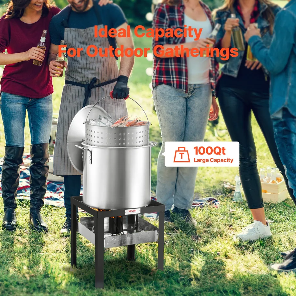 100 Qt Seafood Boiling Kit With Strainer Outdoor Crab Crawfish Cooking Pot view 2