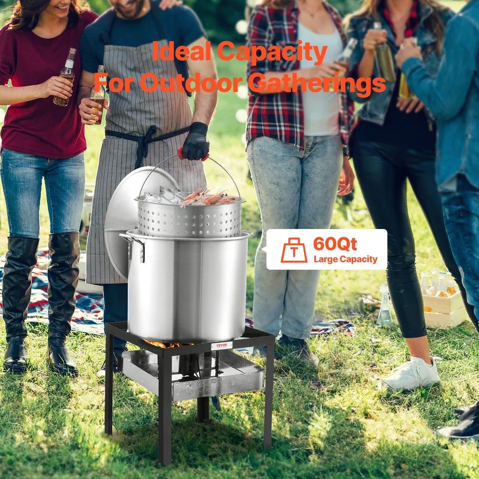 60 Qt Seafood Boiling Kit With Strainer Outdoor Crab Crawfish Cooking Pot view 2
