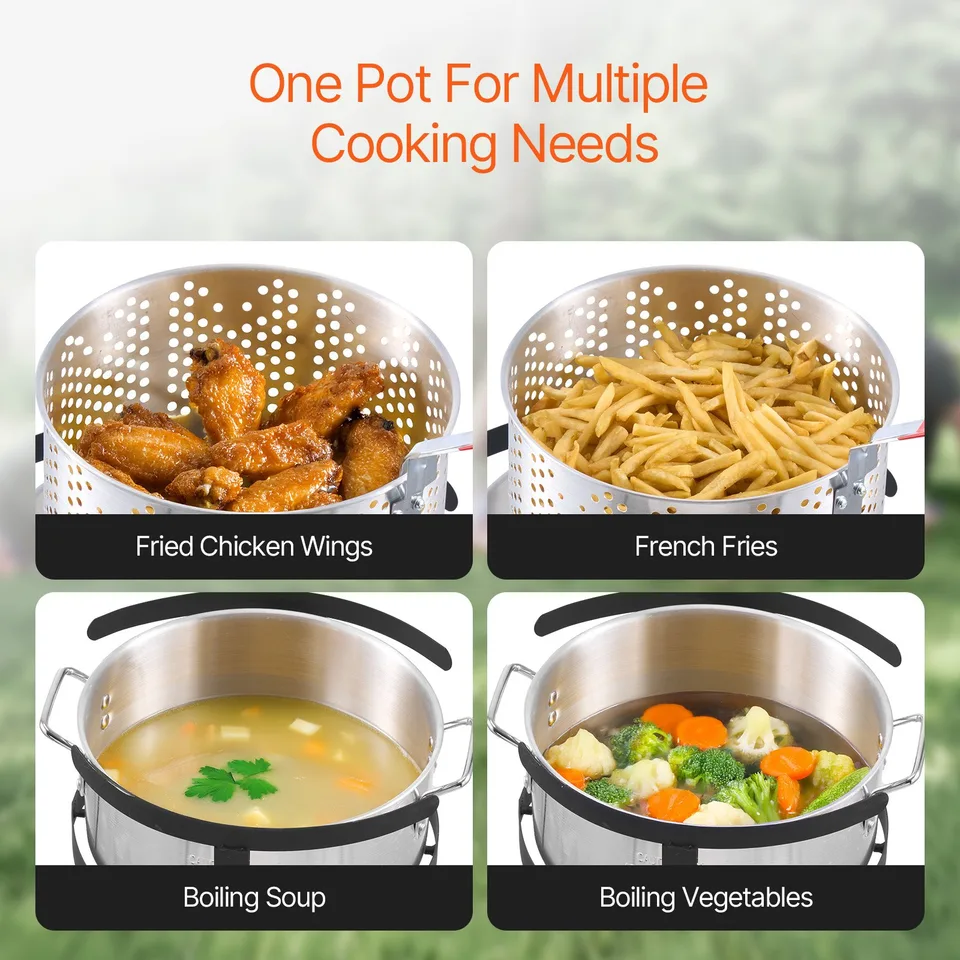 10 Qt Fish And Wing Fryer Aluminum Outdoor Propane Deep Fryer Kit With Basket view 2