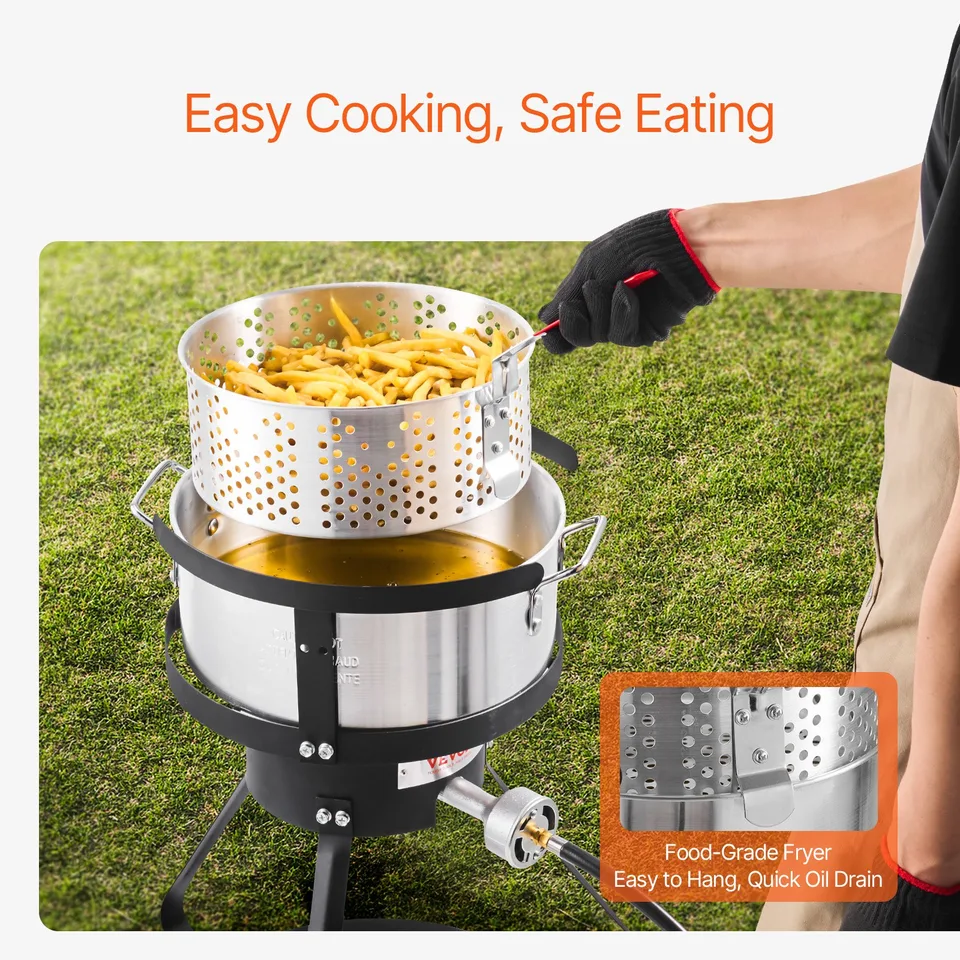 10 Qt Fish And Wing Fryer Aluminum Outdoor Propane Deep Fryer Kit With Basket view 3