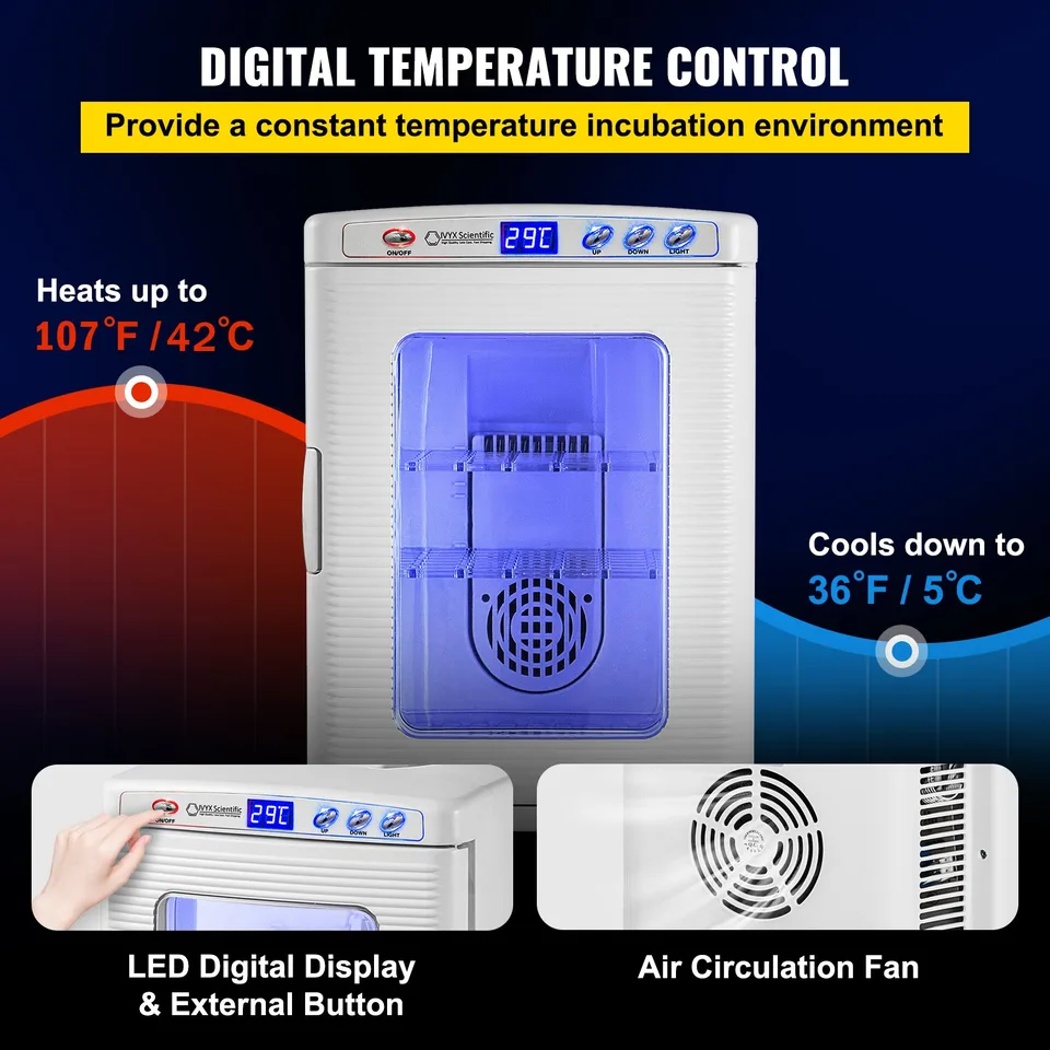 White Reptile Incubator 25L Scientific Lab Incubator Digital Incubator Cooling And Heating 5-42°C Reptile Egg Incubator 12V/110V Work For view 4