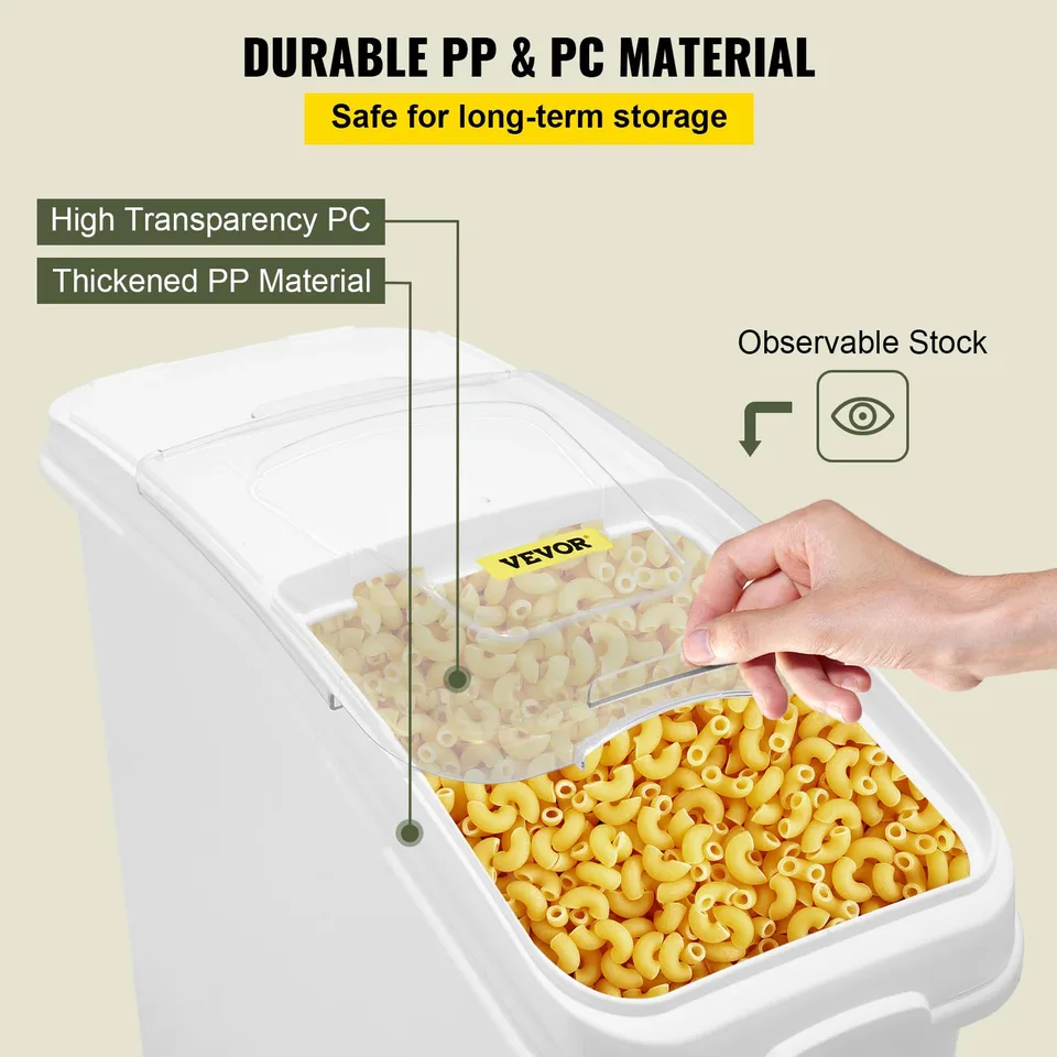 27 Gallon Ingredient Storage Bin 500 Cup Ingredient Bin With Scoop And Sliding Lid Commercial Food Container Ideal For Kitchen, White view 4