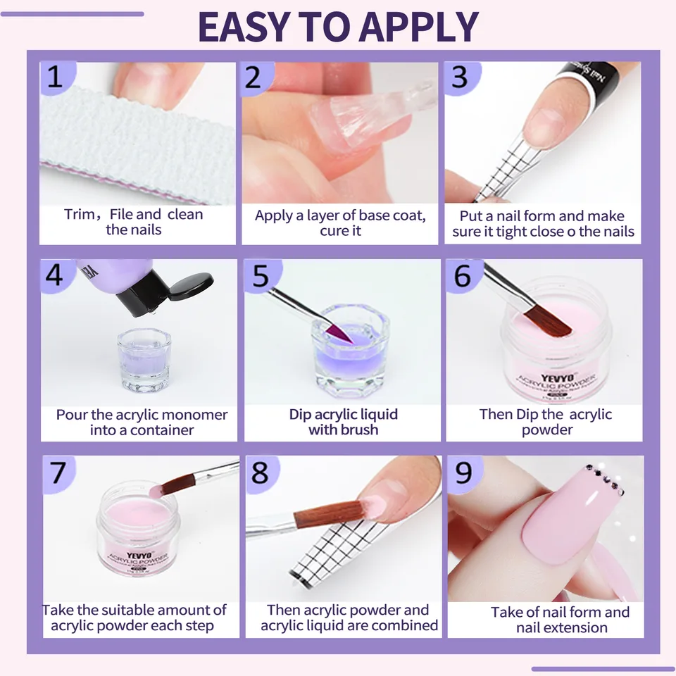 Acrylic Nail Kit, Acrylic Powder And Liquid Set, With Clear, Nude, Pink, White Nail Powder And Monomer, Professional Acrylic Nail Brush Nail Forms For Acrylic Nails Extension, Beginner And Home DIY view 2