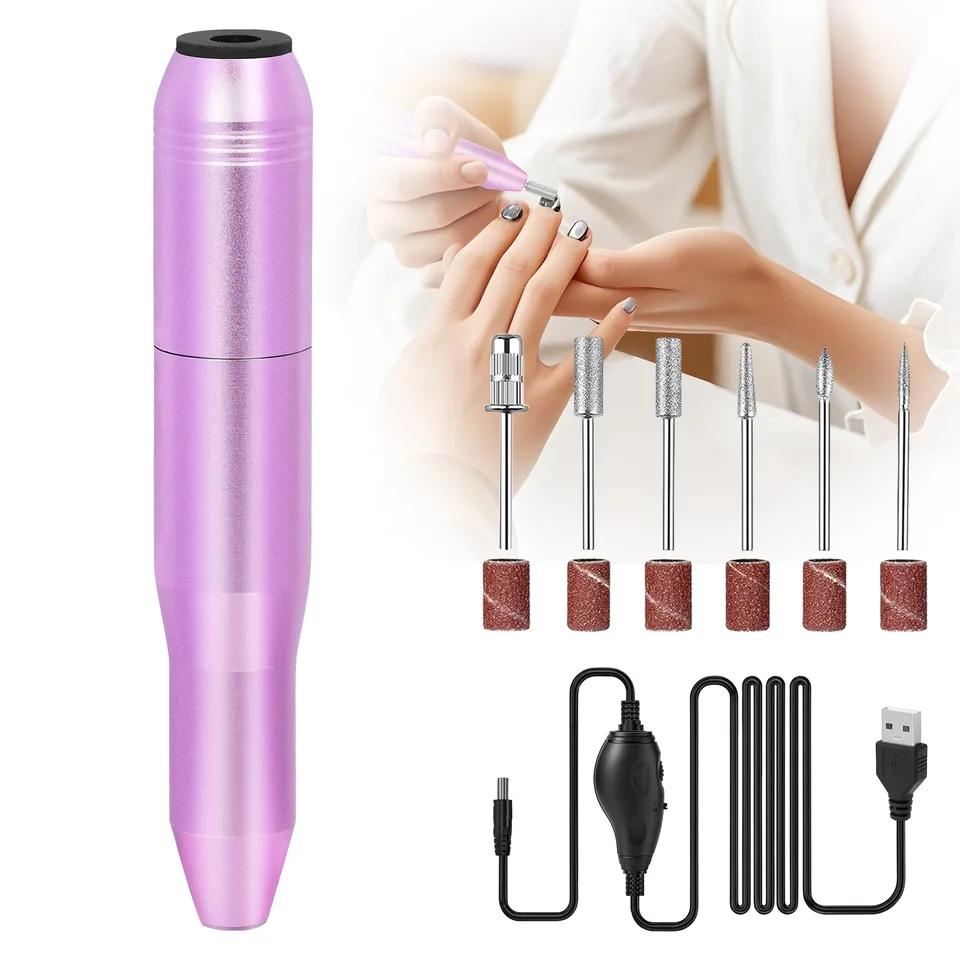 Portable Electric Nail Drill, Professional Nail File Kit For Acrylic, Gel Nails, Manicure Pedicure With Nail Drill Bits Sanding Bands Rose view 2