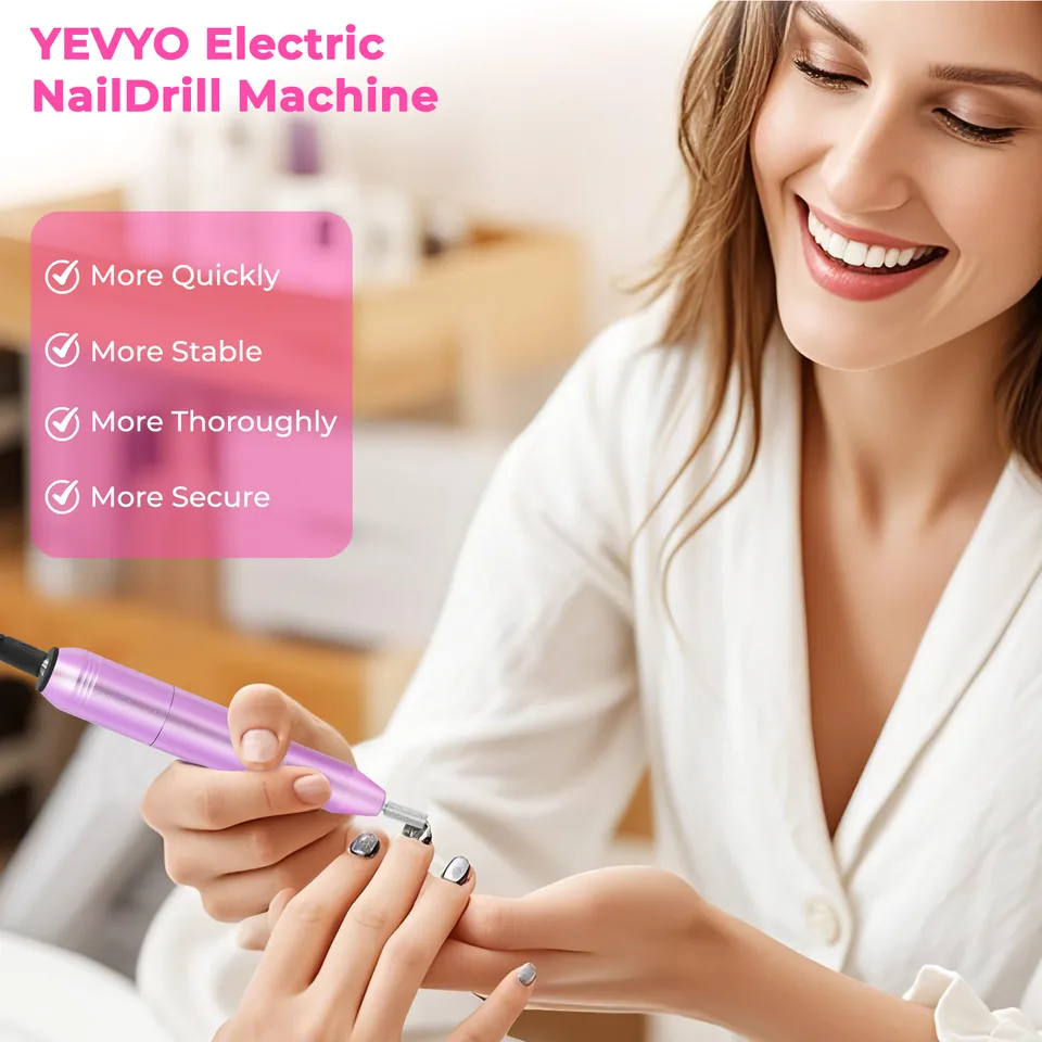 Portable Electric Nail Drill, Professional Nail File Kit For Acrylic, Gel Nails, Manicure Pedicure With Nail Drill Bits Sanding Bands Rose Gold view 3