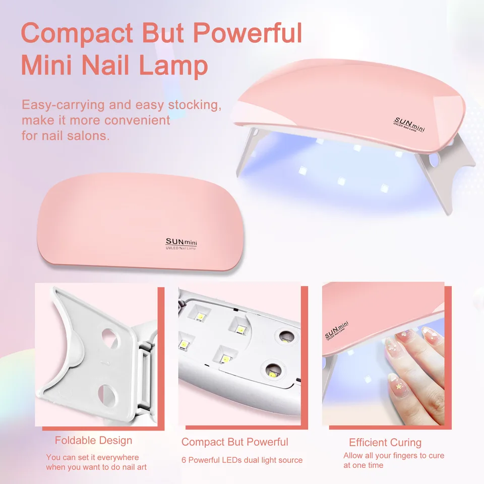 6 PCS Poly Gel Nail Kit With UV Lamp, Nail Brush And Nail Forms Top Base Coat Builder Nails Art Tools view 3