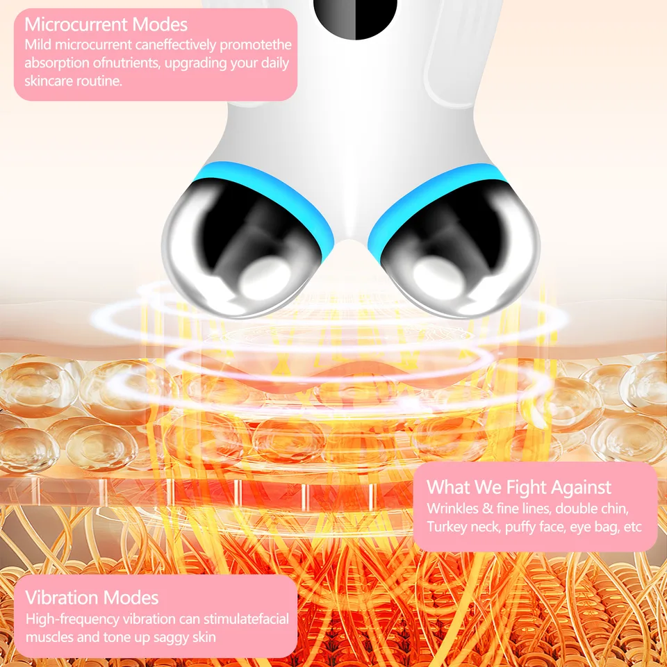 Anti Aging And Wrinkles Microcurrent Facial Device, Boost Skin Care Products Absorption - White view 3