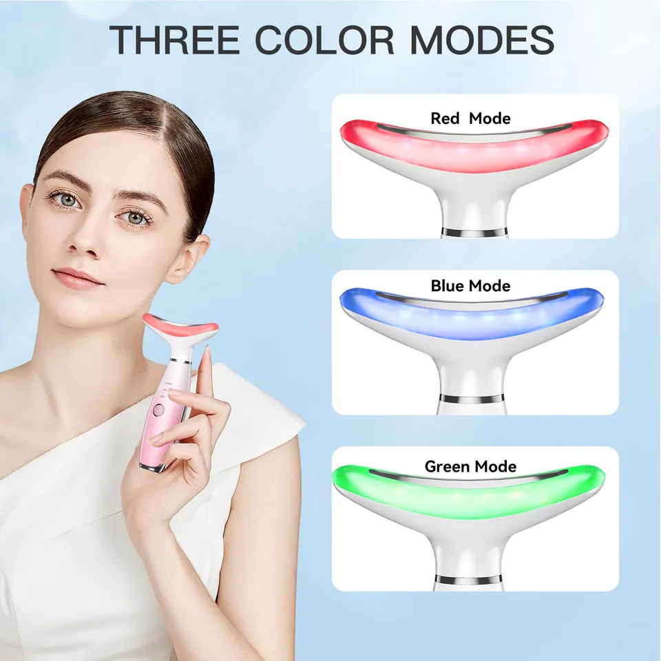 Neck Face Massager, Skin Care Face Massage Tool, 3-in-1 Facial Massager, Face Sculpting Tool With Thermals, Vibration view 2