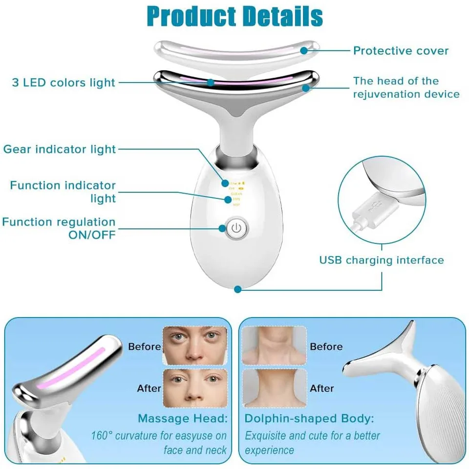 Neck Face Massager Face Sculpting Tool 3 Colour Modes And Vibration For Facial Massager For Double Chin view 2