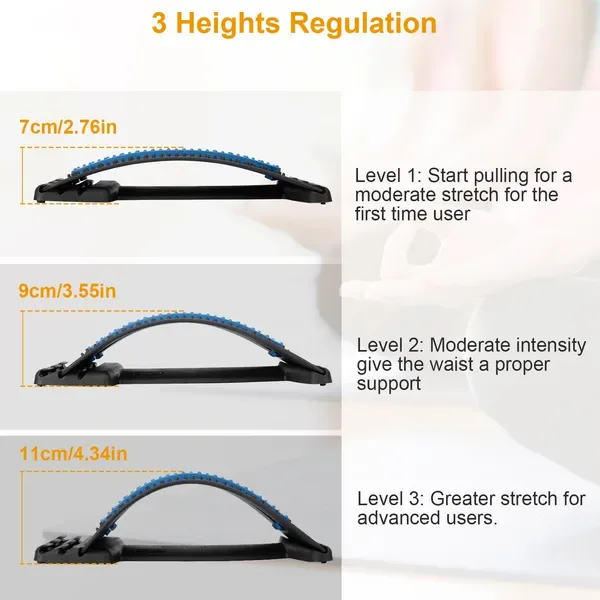 Back Massage Stretching Device Multi-Level Lumbar Spinal Support Stretcher Herniated Disc Upper Lower Back Pain Relief view 3