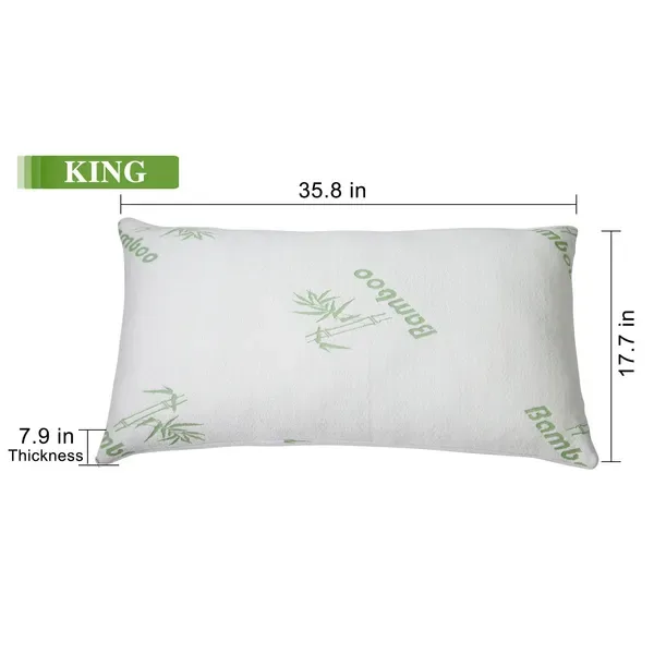 2 Pcs Bamboo Memory Foam Pillow Hypoallergenic Bed Pillow For Head Neck Rest Sleeping Shredded Pillow Washable Cover Queen Size Pillow view 2