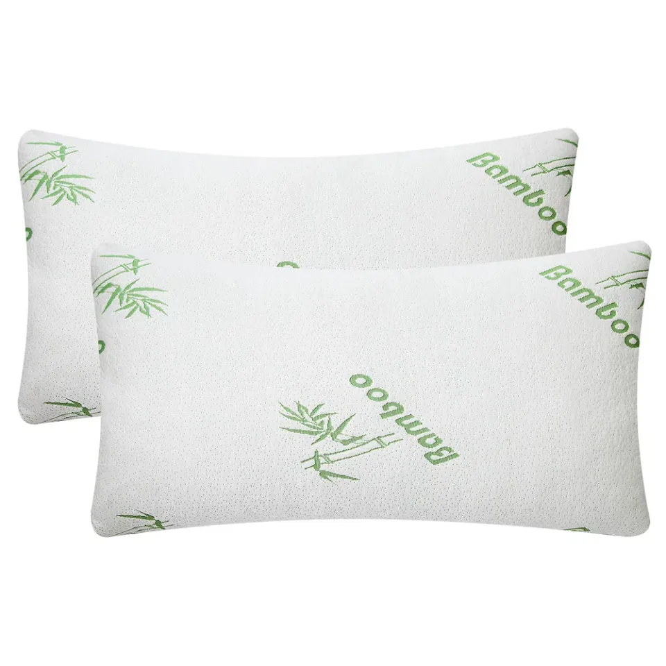 2 Pcs Bamboo Memory Foam Pillow Hypoallergenic Bed Pillow For Head Neck Rest Sleeping Shredded Pillow Washable Cover Queen Size Pillow view 3