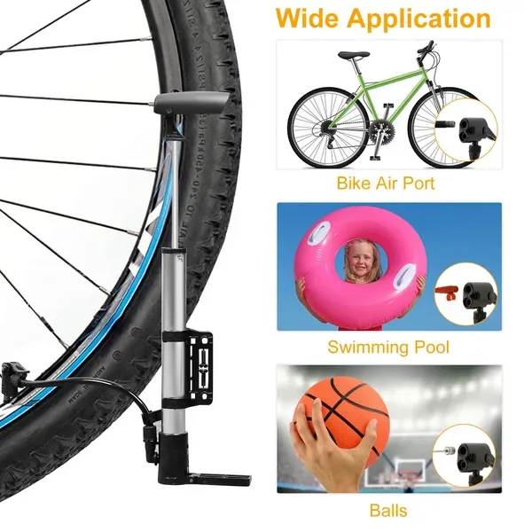 Mini Bike Pump Portable Bicycle Tire Inflator Ball Air Pump W/ Mount Frame For Mountain Road Bike view 3