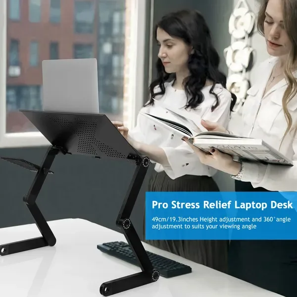 Foldable Laptop Table Bed Notebook Desk With Mouse Board Aluminum Alloy Breakfast Snacking Tray For Home Office Travel Use view 3