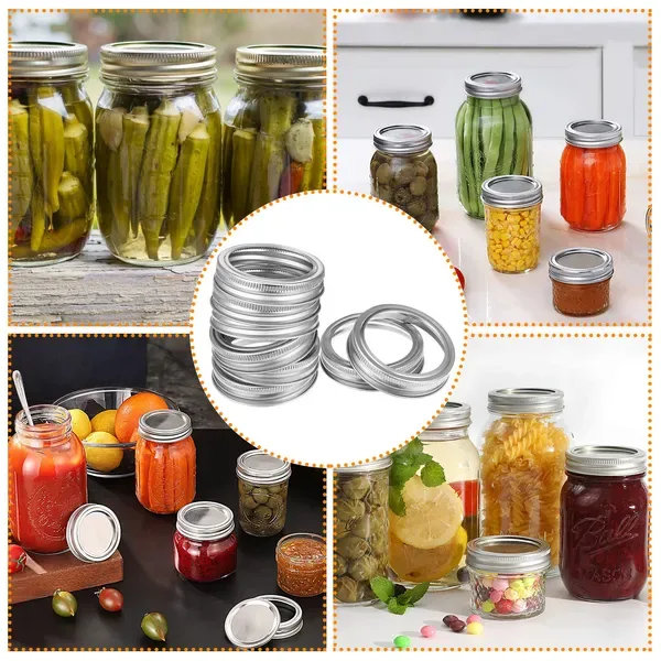 24 Pcs Regular Mouth Canning Jar Metal Rings Split-Type Jar Bands Replacement view 2