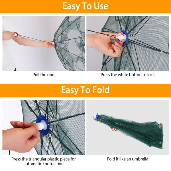 Foldable Fishing Bait Net Trap Crab Net Shrimp Fish Cast Dip Cage view 2