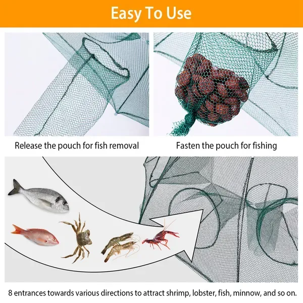 Foldable Fishing Bait Net Trap Crab Net Shrimp Fish Cast Dip Cage view 4