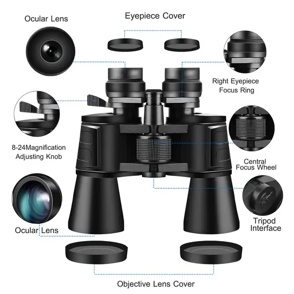 Portable Zoom Binoculars With FMC Lens Low Light Night Vision For Bird Watching Hunting Sports view 3