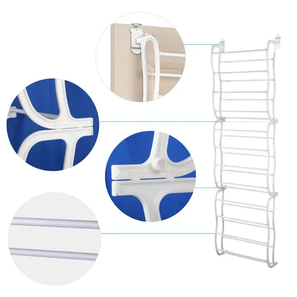 36 Pairs Over-The-Door Shoe Rack 12 Layers Wall Hanging Closet Shoe Organizer Storage Stand Requires Screwing Holes In The Door view 3