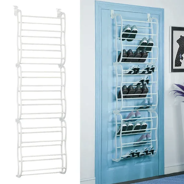 36 Pairs Over-The-Door Shoe Rack 12 Layers Wall Hanging Closet Shoe Organizer Storage Stand Requires Screwing Holes In The Door view 4