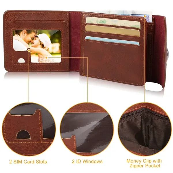 Men's Wallet PU Leather Bifold Purse Slim RFID Blocking Card Holder Cases W/ 2 ID Window Coin Pocket view 4