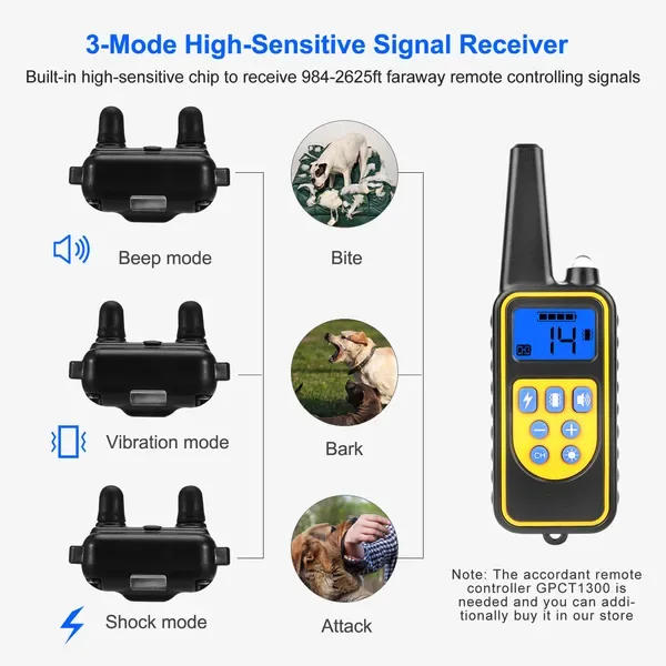 Dog Training Collar Receiver IP67 Waterproof Dog Bark Shock Collar Accessories Adjustable Belt view 4