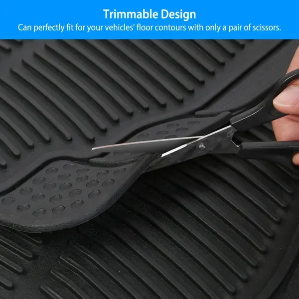 4Pcs Automotive Floor Mats Front And Rear PVC Rubber Floor Mats Heavy Duty Drive Vehicle Car Mats With Trimmable Design Fit Most Cars SUVs Trucks view 4