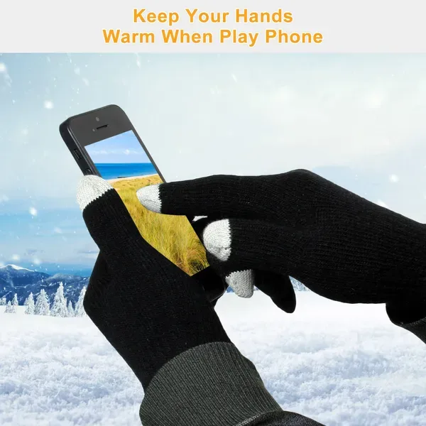 Unisex Touch Screen Gloves Full Finger Winter Warm Knitted Gloves For Warmth Running Cycling Camping Hiking view 3