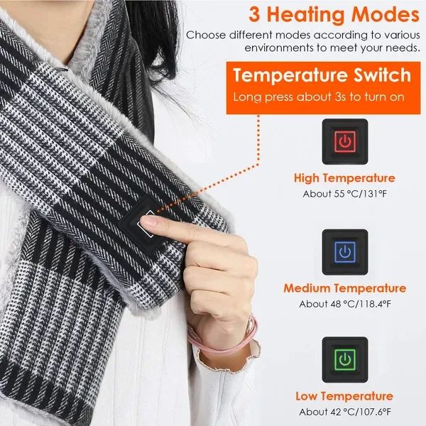 Electric Heated Scarf USB Heating Neck Wrap Unisex Winter Heated Neck Shawl For Festival Gift view 4