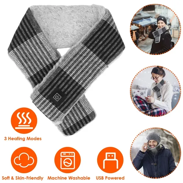 Electric Heated Scarf USB Heating Neck Wrap Unisex Winter Heated Neck Shawl For Festival Gift view 2