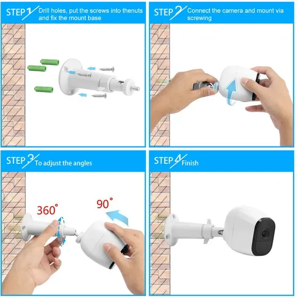 3 Packs Security Camera Wall Mount For Arlo 360 Degree Adjustable Camera Holder Garden Patio Screw Mount view 3