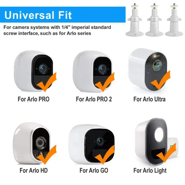 3 Packs Security Camera Wall Mount For Arlo 360 Degree Adjustable Camera Holder Garden Patio Screw Mount view 2