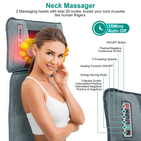 Full Body Electric Massage Mat With Heat Vibration Massage Pad Cushion Back Massage Mattress Chair Pad With Neck Massage Pillow With 10 view 4