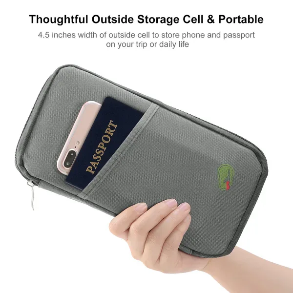 Travel Passport Wallet 12Cells Ticket ID Credit Card Holder Water Repellent Documents Phone Organizer view 2
