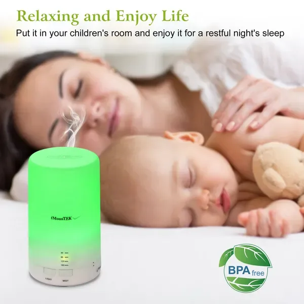 Ultrasonic Cool Mist Humidifier Mini Aroma Essential Oil Diffuser With Colorful Lights 4 Timer Settings view 2
