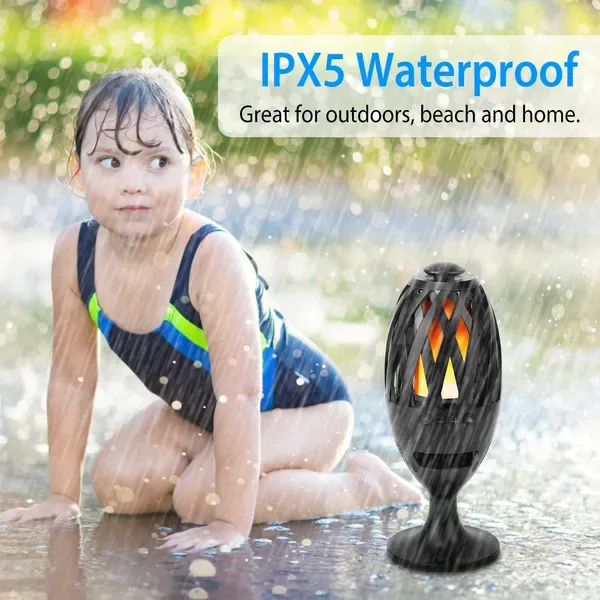 LED Flame Speakers Torch Wireless Speaker Waterproof Stereo Bass Speaker Outdoor Light-Up Speaker Atmosphere LED Flickers Night Light Patio Stake Lights/Lantern For Party Camping view 4