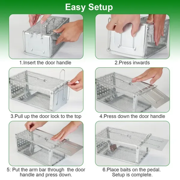 Single Door Rat Trap Cage Humane Rodent Trap Mouse Trap Indoor Outdoor For Small Rodents Mice Voles Hamsters view 2