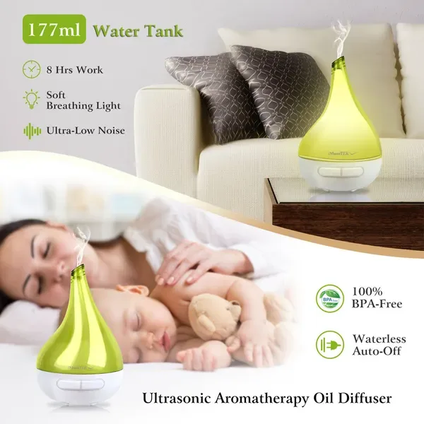 Ultrasonic Cool Mist Humidifier Aroma Essential Oil Diffuser Drop-shaped For Home Office Spa Yoga Room Relax view 3
