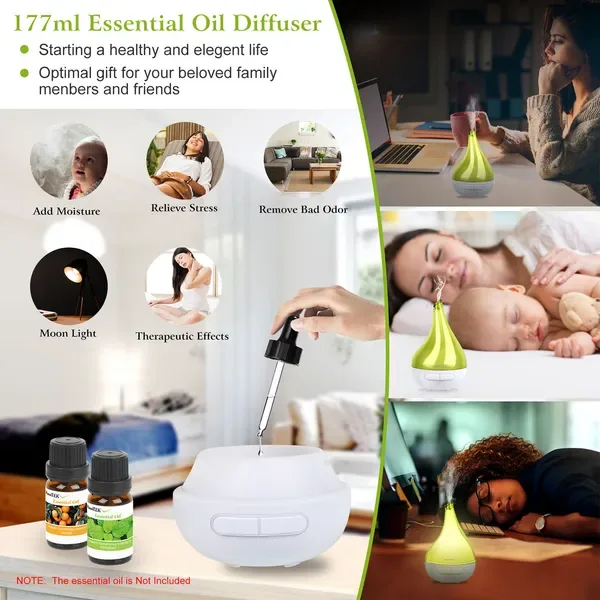 Ultrasonic Cool Mist Humidifier Aroma Essential Oil Diffuser Drop-shaped For Home Office Spa Yoga Room Relax view 4
