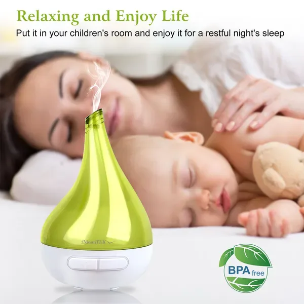 Ultrasonic Cool Mist Humidifier Aroma Essential Oil Diffuser Drop-shaped For Home Office Spa Yoga Room Relax