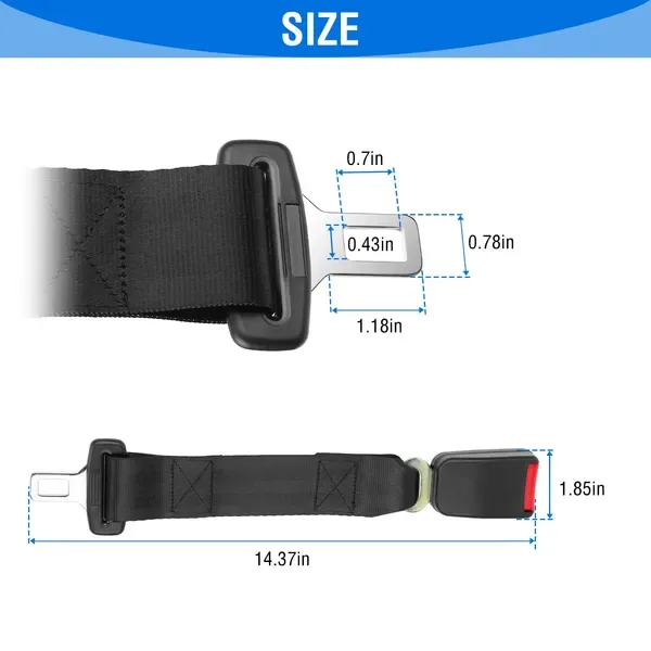 2Pcs Car Seat Belt Extender 14.37in Buckle Tongue Webbing Extension Safety Belt view 3