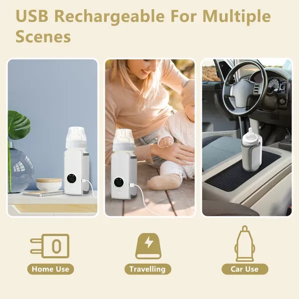 Portable Bottle Warmer On The Go Baby Milk Warmer Milk Formula Warmer For Travel With 6 Heating Levels USB Rechargeable Keep Milk Warm For 5 Hours view 4