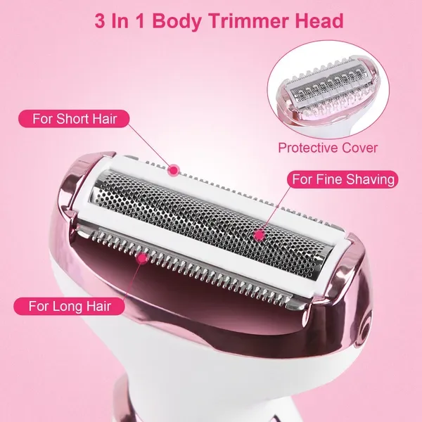 4 In 1 Electric Razor For Women Painless Grooming Kit Rechargeable Eyebrow Nose Hair Pubic Hair Bikini Trimmer Face Shaver view 2