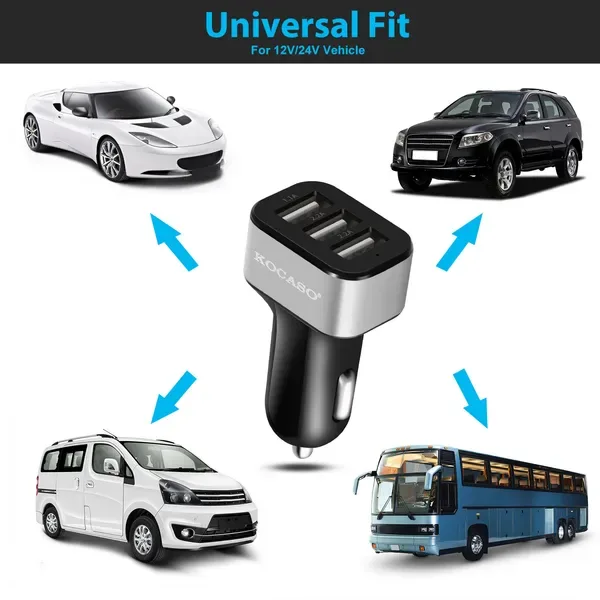 USB Car Charger 30W 5.5A 3 USB Port Cigarette Lighter Charger Adapter view 3