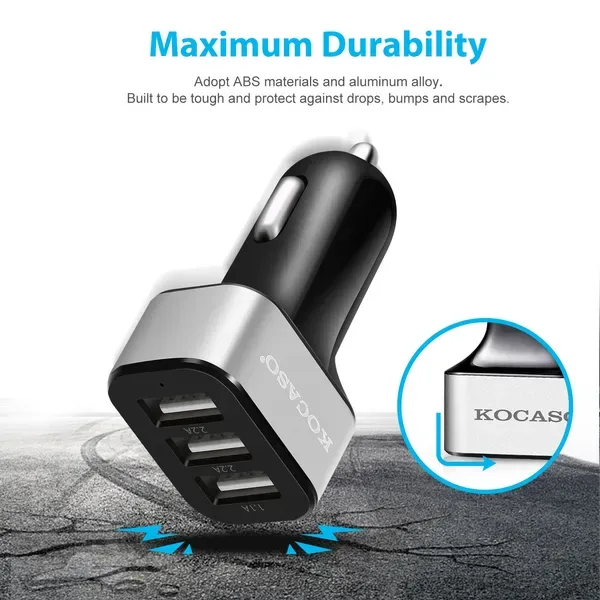 USB Car Charger 30W 5.5A 3 USB Port Cigarette Lighter Charger Adapter view 4