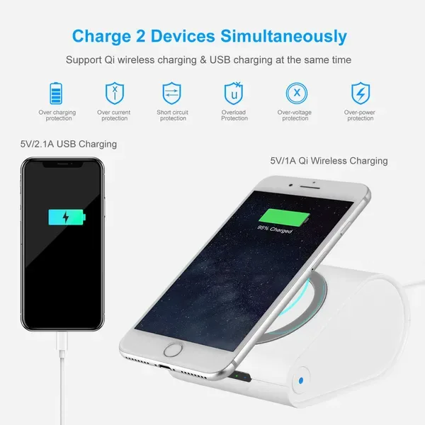 Qi Wireless Charger 10400m Ah Power Bank 5W Wireless Charger Pad 2.1A USB Charge Port Portable Battery Charger view 2