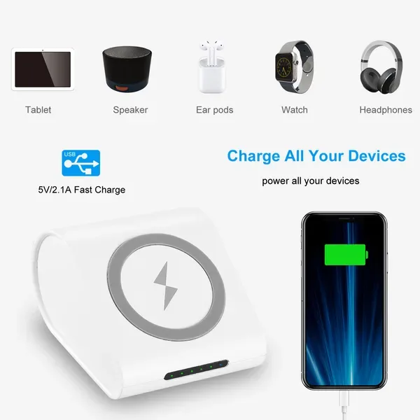 Qi Wireless Charger 10400m Ah Power Bank 5W Wireless Charger Pad 2.1A USB Charge Port Portable Battery Charger view 4
