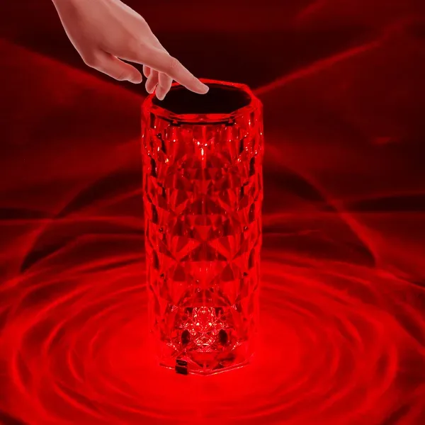 Crystal Diamond Rose Table Lamp Dimmable Remote Touch Control Night Light view 3