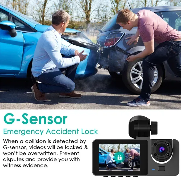 3 Channel Dash Cam Front Inside Rear Vehicle Driving Recorder Car DVR With 32G MMC Card G Sensor Motion Detection Parking Monitor Night Vision Loop Recording view 3