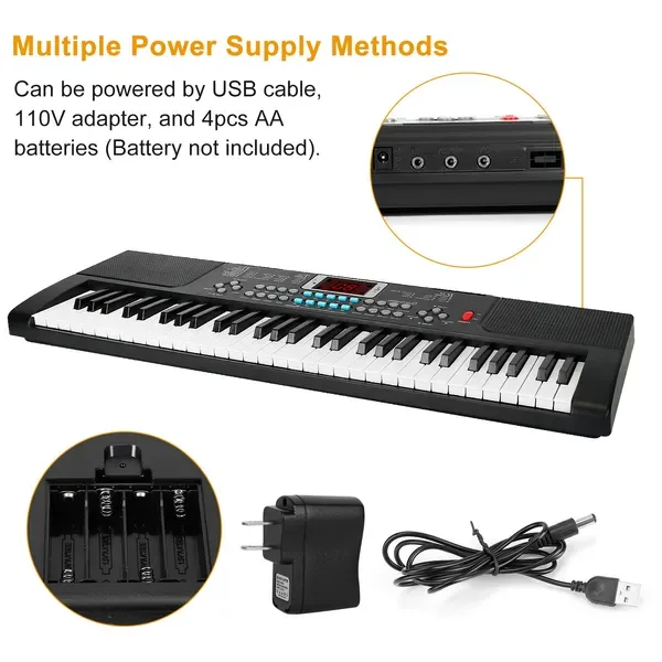 61 Keys Digital Music Electronic Keyboard Electric Musical Piano Instrument Kids Learning Keyboard W/ Stand Microphone view 4